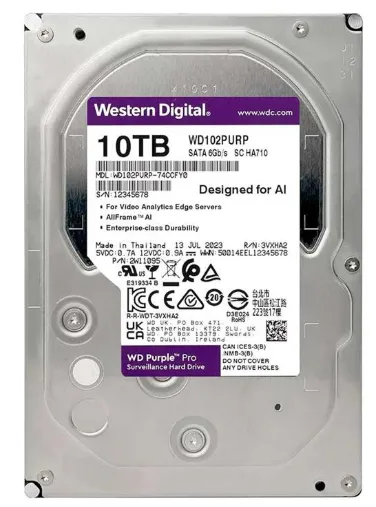 Disco rígido WD de 10 TB SATA p/DVR/NVR purple