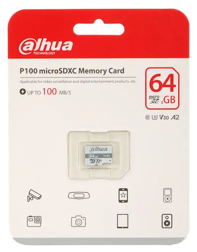 [TF-C100-64GB] Tarjeta de Memoria MicroSD 64GB Lectura 100MB/s  DAHUA